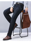 Winter Classic: Business Casual Velvet Straight Jeans - Warm and Stylish
