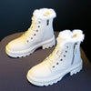2024 Winter Chic: Plush Warm Black and White Snow Boots with Hard Sole - Stylish Flat Shoes for Women
